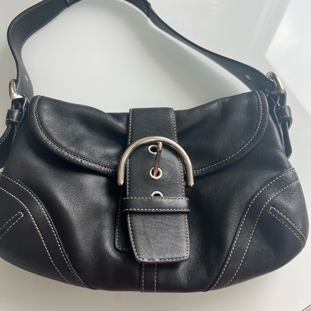 Coach Black Leather Shoulder Bag